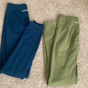 Alphalete Blue and Green leggings bundle